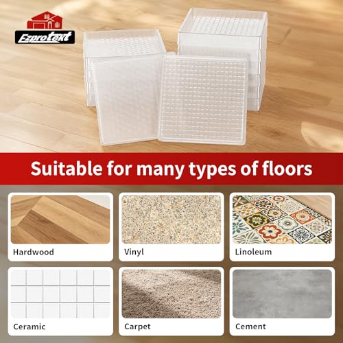 Image of Ezprotekt Non Slip Furniture Pads, 16 Pcs 2 inch Rubber Caster Cups, Anti Skid Furniture Coasters for Hardwood Floors, No Slide Furniture Gripper, Floor Protector for Bed Couch Furniture Stoppers (Clear)