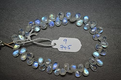 Pierre de lune arc-en-ciel naturelle en poire lisse 6x8mm d'une qualité rare