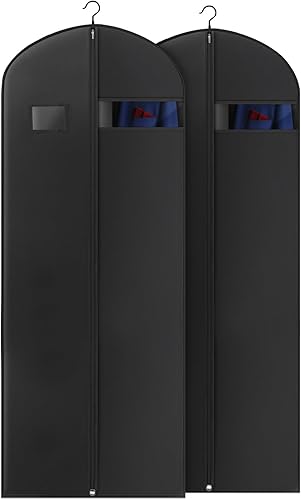 Miniatura 19 de Paquete de 5 bolsas de traje de 40 pulgadas para viajes y almacenamiento, bolsas de ropa para colgar ropa con cremallera y ventana transparente