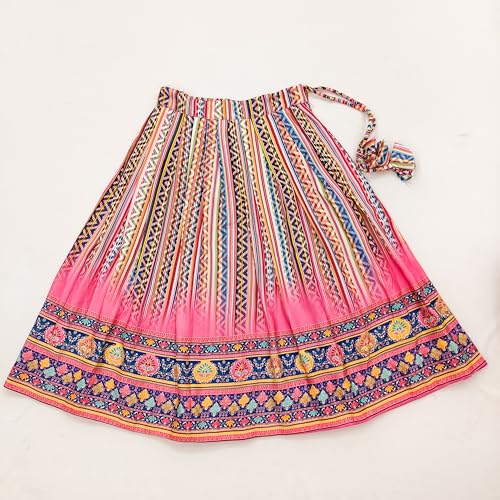 E-Sqare Kids Girls Multicolour Bandhani Print Lehenga Choli Set | Ethnic Wear Dress | Readymade Clothing Set | 2 to 8 Years