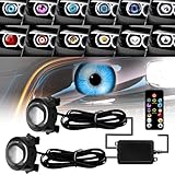 spnanma Demon Eye Headlights for Cars and Motorcycles, 2PCS LED Dynamic Devil Eyes Light Kit with HD Lens, 12 Animated Eye Patterns, Universal 12-36V Eyeball Lights for Headlight or Fog Light