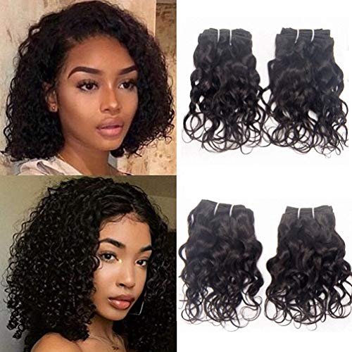 Brazilian Curly Human Hair Weave 4 Bundles Remy Hair Extensions Virgin Unprocessed Italian Curl 8A Grade Natural Black Color 8 Inch 50g/Bundle