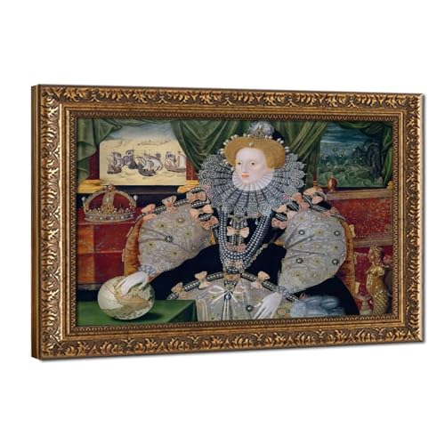 Armada Portrait Reine Elizabeth I toile de prestige avec cadre à suspendre