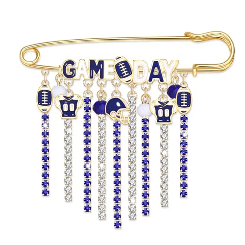 Image of Game Day Brooches for Women Football Brooch Pins Touch Down Brooches Red Black Blue White Team Spirit Accessories Game Day Outfits Football Jewelry Party Favor Gifts