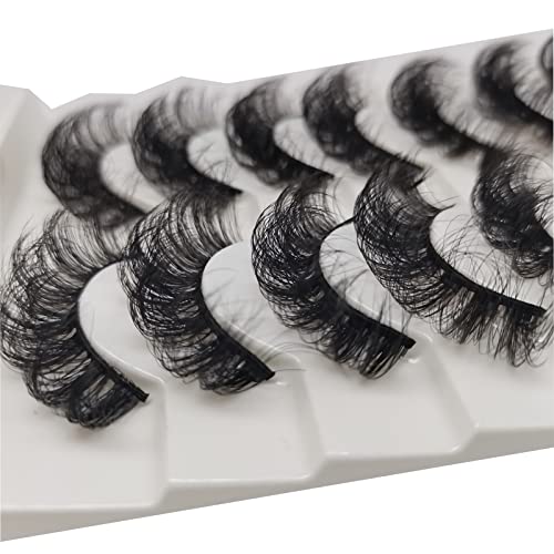 iVIM 3D Volume Fake Eyelashes,18-25mm Long Lashes Natural Look,Soft Fluffy Cat Eye Lashes Like Natural Lashes,Not Easy To Fall Off, Reusable, 10 Pairs Of False Lashes QZ-04