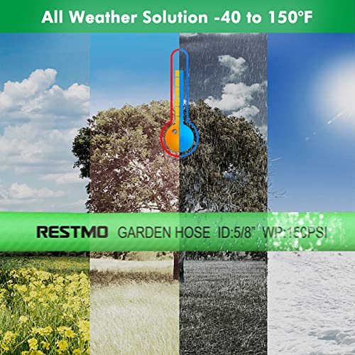 Restmo 50Ft Garden Hose, 5/8” Hybrid Water Hose With Swivel Grip Handle, Kink Free | Drinking Safe | Heavy Duty | Lightweight | Super Flexible | Metal Fittings, All-Weather Outdoor Yard Watering #TOP4