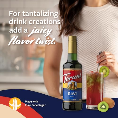 Image of Torani Kiwi Syrup for Drinks, Flavoring for Iced Tea, Lemonade, Sodas, and Cocktails, Pump Included, 25.4 Oz