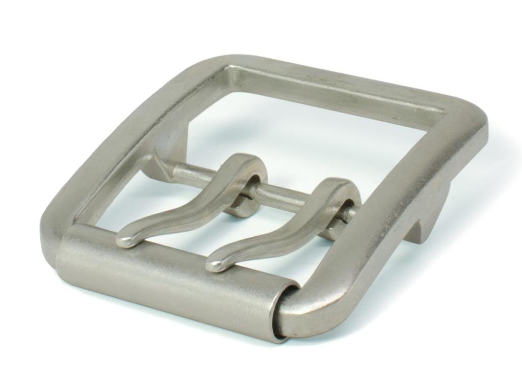 Nickel SmartDouble Pin Roller Buckle - - 1½ Inch Free Zinc Belt Buckle with Natural Silver-tone Finish