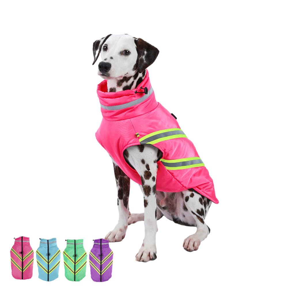 FANSU Dog Coats Waterproof, Winter Warm Dog Jacket Vest Pet Clothes for Cold Weather Soft Cozy Dog Coats With Harness Hole for Small Medium Large Dogs (S,Pink)