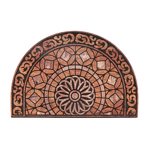Door Mat Welcome Mat, Heavy Duty Outside Door Mat 23.6 x 35.4 Inch Round Front Door Rug Doormat for Entrance Home Non-Slip Rubber Rug for Front Door, Entryway, Patio (Orange)