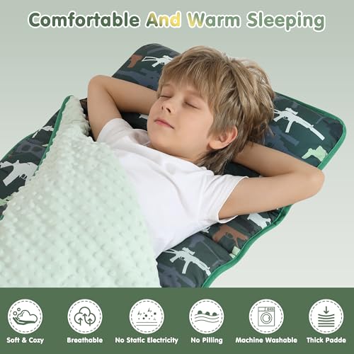 Image of Viviland Toddler Kid Nap Mat for Preschool, Slumber Bag with Pillow and Blanket, Daycare Sleeping Bag Kindergarten Mat