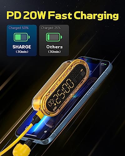 sharge 4 in 1 Multifunctional Timer: Digital Clock/Digital Timer/Countdown Timer/Pomodoro Timer, 5000mAh Portable Charger Included, 20W USB Fast Charging(Includes Capsule Portal, by Shargeek)