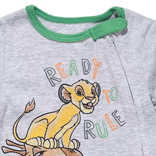 Disney Lion King Simba Newborn Baby Boys 2 Pack Zip Up Snap Sleep N' Play Coveralls Yellow/Gray 3-6 Months #TOP3
