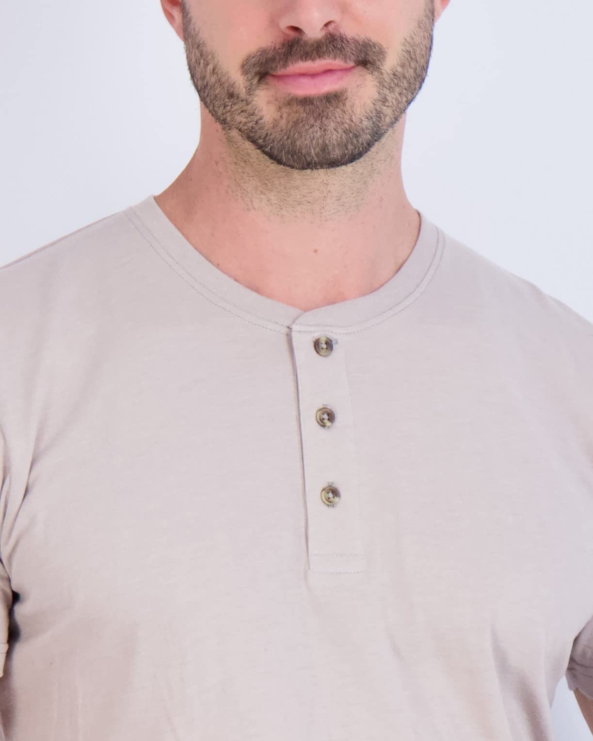 Real Essentials 3 Pack: Men's Cotton Short & Long Sleeve Henley T-Shirt Performance Activewear (Available in Big & Tall)