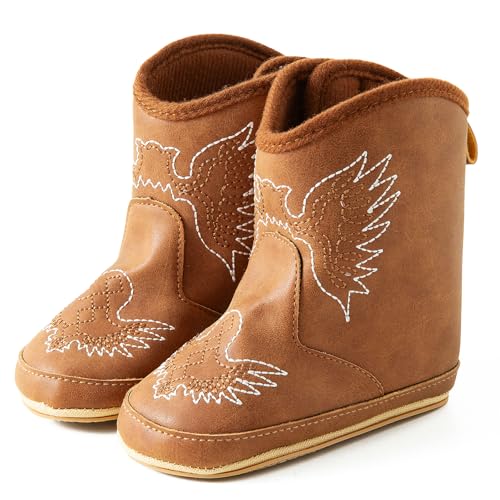 Jastore Baby Cowboy Boots Western Boots Toddler Cowboy Bootie Soft Sole Non-Slip Crib Shoes for Infant Boys Girls