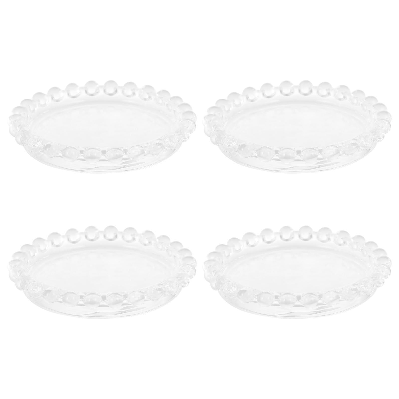 Plato de vidrio transparente con borde de perlas de alta calidad FOMIYES