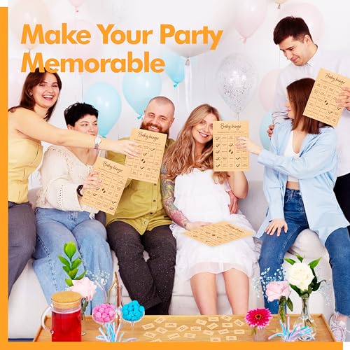 Image of Baby Shower Bingo Game, 50 Bingo Cards Perforated Calling Cards Bingo Games for Baby Shower, Bridal Wedding Shower