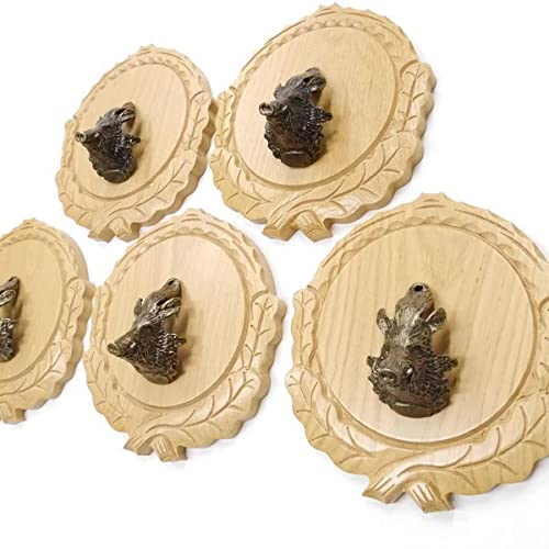 GTK Oferta 5 placas de cuña talladas de roble claro AF 16 cm con 5 cabezas de cuñas, portada grande, tabla de cuñas, cartel para trofeos