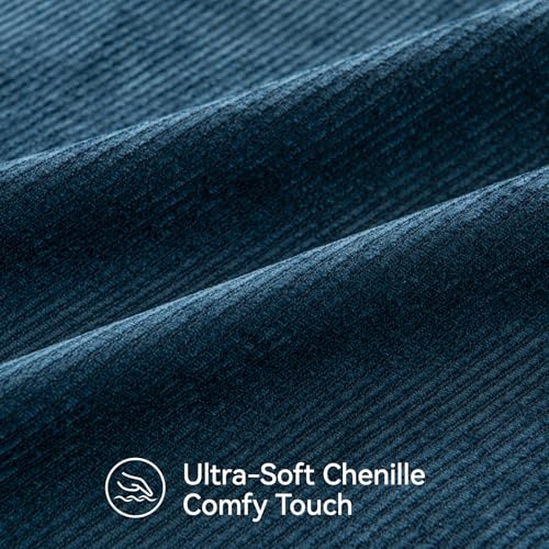 Image of a moment Pack of 2 Decorative Chenille Throw Pillow Covers with Twill Cushion Covers for Sofa Living Room Couch Bed 20x20 Inch,Crafted Border Blue