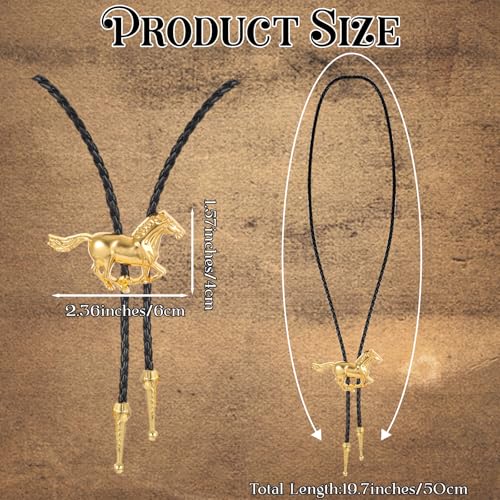 Image of ElevateTech Bolo Tie for Men Western Cowboy Bolo Tie Necklace Shape Round Ties Supplies Accessories Western Handmade (Gold)