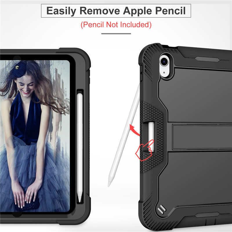 Image of WHITBULL 3 Layer Armor case Cover with Kickstand Compatible with iPad mini 7 (2024) / iPad mini 6 (2021) 8.3 inches with S Pen Holder, Black