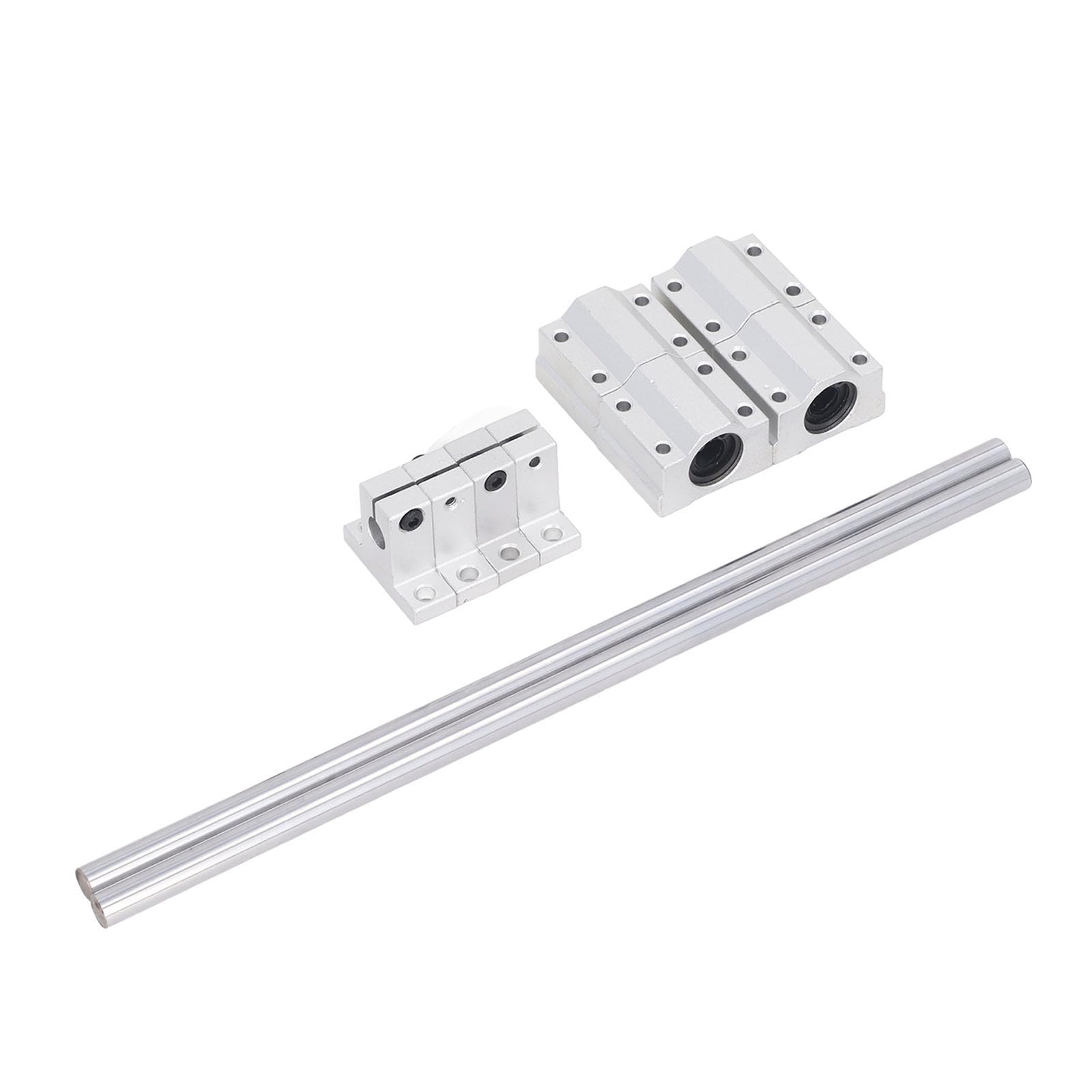 Glissière rail liné aire 2PCS Guide d'arbre tige mouvement linéaire avec 4 PCS Blocs roulement chariot et support d'arbre de 4 pcs, ensemble diapositives roulement linéaire CNC (10-500)