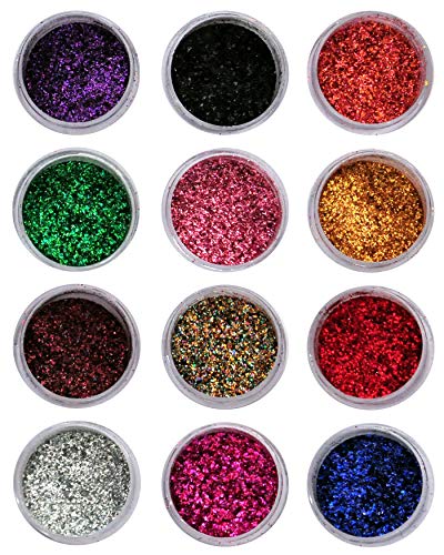 Image of Sparkling Nail Art Glitter Powder Set 12 Pcs (Multicolor) (a10)