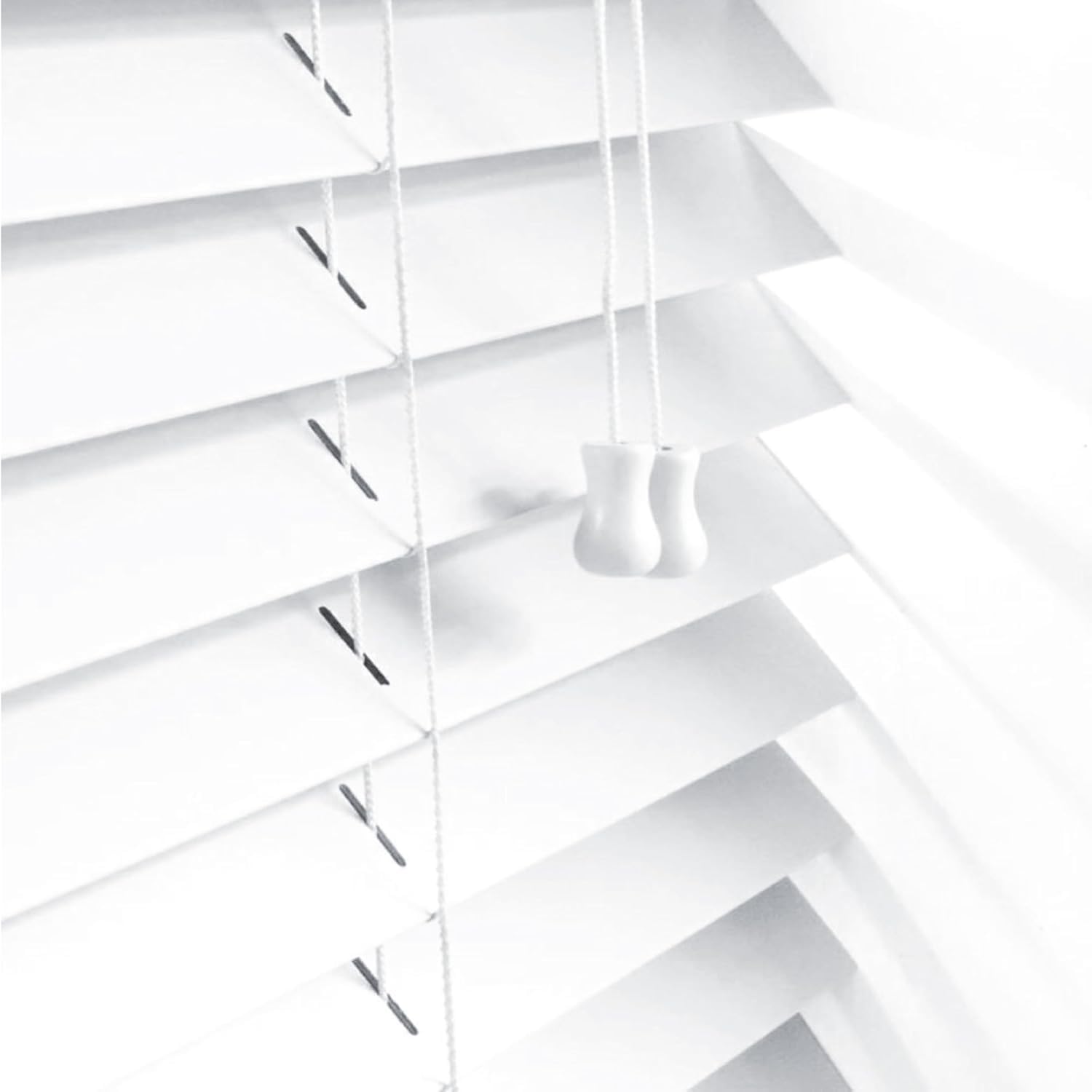Ev Dekor White Smooth Faux Wood Wooden Venetian Blinds With Strings 50Mm Slats Trimmable Child Safe Easy Fit Office Home Blind Window Curtains (, 174 X 213Cm)