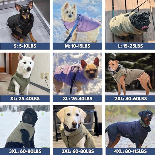 Spark-Paws-Dog-Winter-Jacket-Water-Resistant-Coat-Warm-Reflective-Windproof-Fleece-Interior-for-Medium-and-Large-Dogs-Olive-3XL Spark Paws Dog Winter Jacket Water Resistant Coat Warm Reflective Windproof Fleece Interior for Medium and Large Dogs Olive 3XL