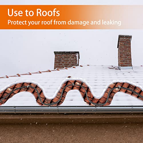 Heat Tape, Deicing Heating Cable,Pipe (Metal And Plastic) Freeze Protected Water Pipe Heating Cable, Self Regulating Temperature, With Mounting Buckle, 120V 50Feet 8W/Ft #TOP3