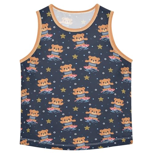 Baby Boys Sleeveless Tank Top Surf Bear Toddler Athletic Vest 3-10T