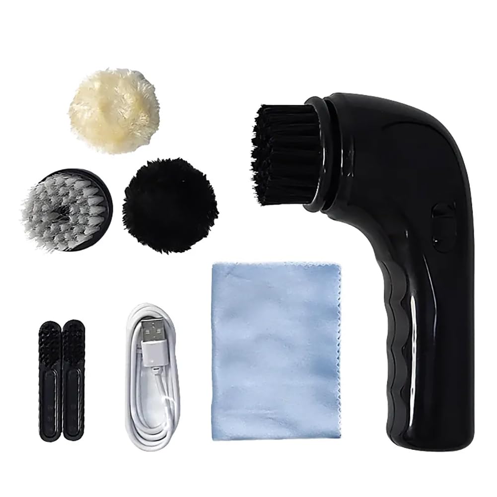 TsoLay Spazzola Pulisci Scarpe Elettrica, Lucida Scarpe Elettrico 2500 Giri/min, Aumento di Potenza, Materiale in Fibra, Kit di Cura Design Portatile per Scarpe, Stivali, Borse, Divano (Nero)