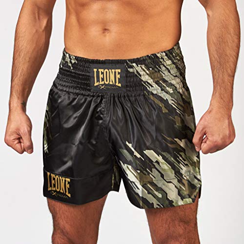 Leone 1947 – Pantalones Cortos Kick-Thai, Unisex, para Adulto, Unisex Adulto, Pantalones Kick-Thai, AB901, Verde Mimetico, S