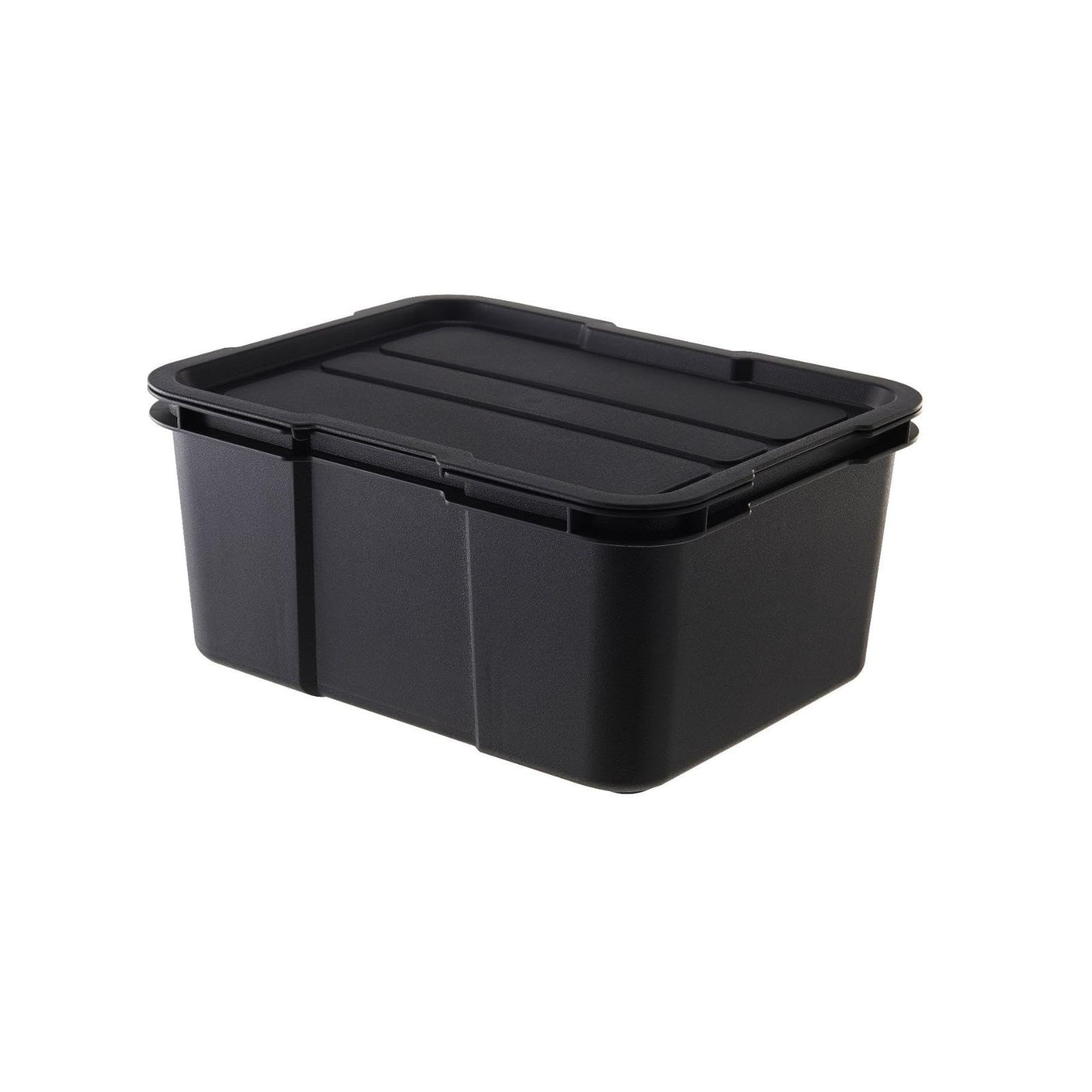 bnf® camping storage box with lid stackable storage box with lid for, journeyers, car trunk, garage black 9l
