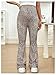 OYOANGLE Women's Maternity Leopard Print Flare Pants Over The Belly High Waisted Bell Bottom Trousers Brown Medium