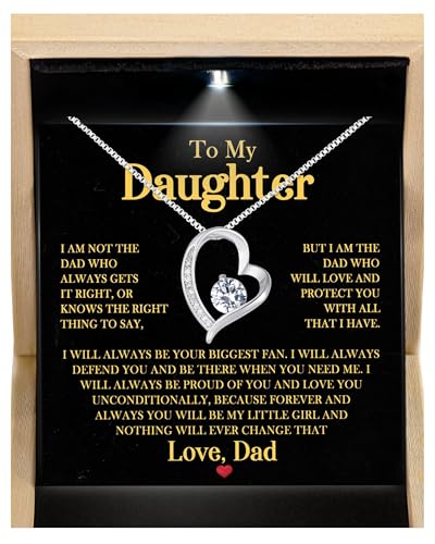 Larvincy To My Daughter Necklace From Dad With Heartfelt Message Card Father Daughter Necklace Gift For Birthday Wedding Graduation Valentines Day
