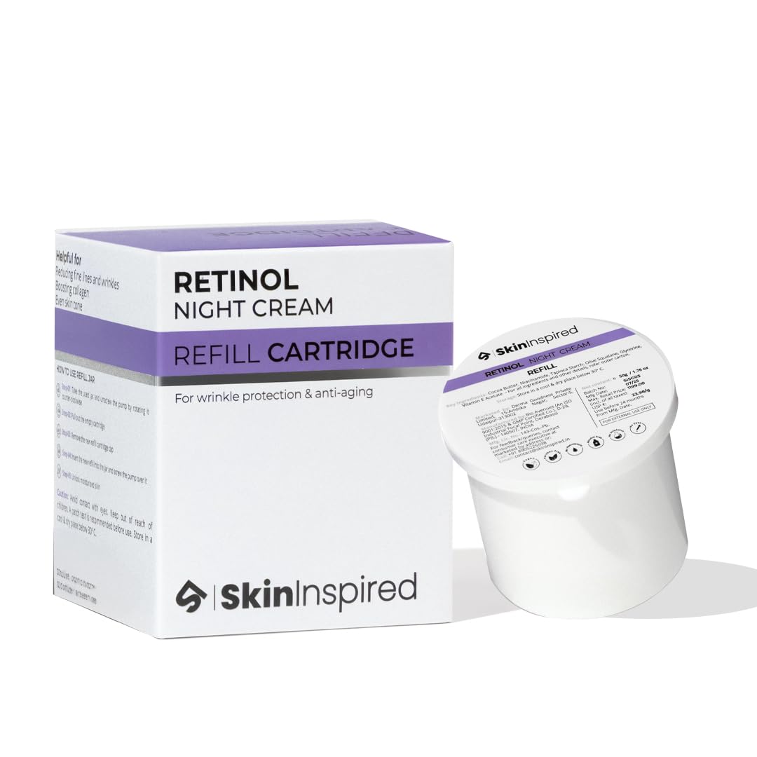 SkinInspired Retinol Night Cream Refill | 0.1% Retinol & Hyaluronic Acid | Anti-Wrinkle Cream for Women | Night Cream For Women & Men Glowing Skin | For Normal to Dry Skin | Eco-Friendly & Cost-Saving Cartridge | 50g-image-47
