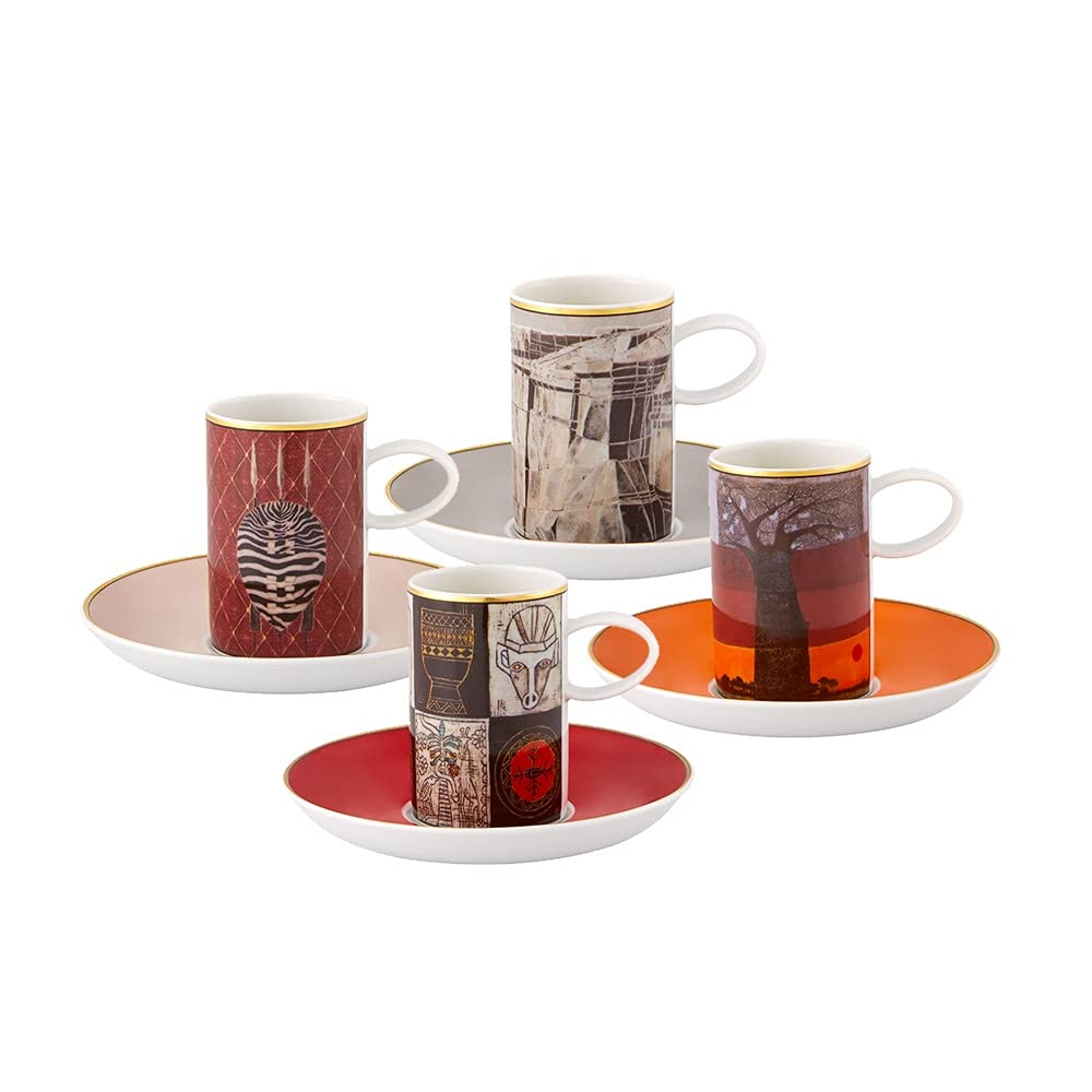 Amazon.com: Vista Alegre Set 4 Coffee Cups and Saucers Afrika by