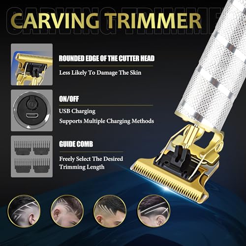 Image of Hair Clippers for Men with LED Display, 4-Piece Cordless Grooming Kit with Hair Clipper, Beard Trimmer, Foil Shaver & Nose Trimmer, Complete Set for Home Barber