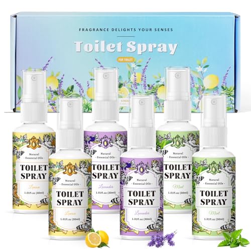 SCENTORINI Spray Desodorante para Inodoro 30ml x6, Eliminar olores, Aroma de Limón, Lavanda, Menta, Ambientador de Baño, Refrescante Natural para Hogar, Telas y Espacios Interiores