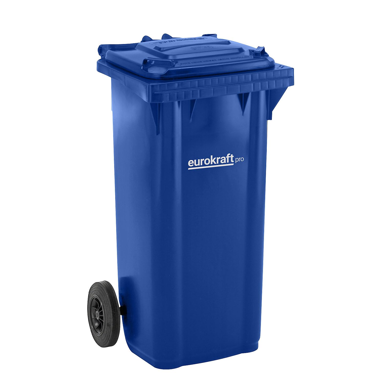 eurokraft | Poubelle en plastique conforme DIN EN 840 | capacité 120 l | l x h x p 505 x 1005 x 555 mm | bleu