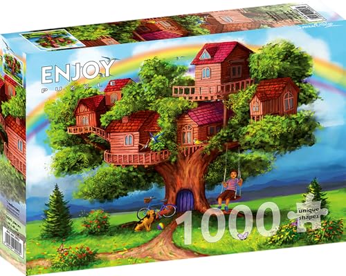 Puzzle 1000 pièces pour Adultes - Cabane Magique dans Une forêt d'été | Finition Mate antireflet | Puzzle Amusant et exigeant | 68 x 48 cm | Cadeau Original | Enjoy