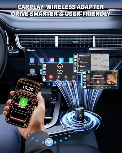 Image of Wireless CarPlay Adapter for Apple iPhone,Compact Design Car Play Adapter Convert Wired Apple CarPlay to Wireless with USB /USB C Port,Plug and Play,Fast and Stable Connection Compatible with iOS 10+