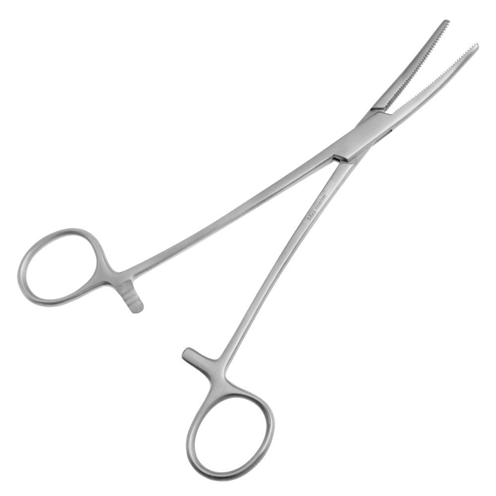 May - Pince à clamper - courbé - avec la griffe - Longuer: 20 cm - acier inoxydable