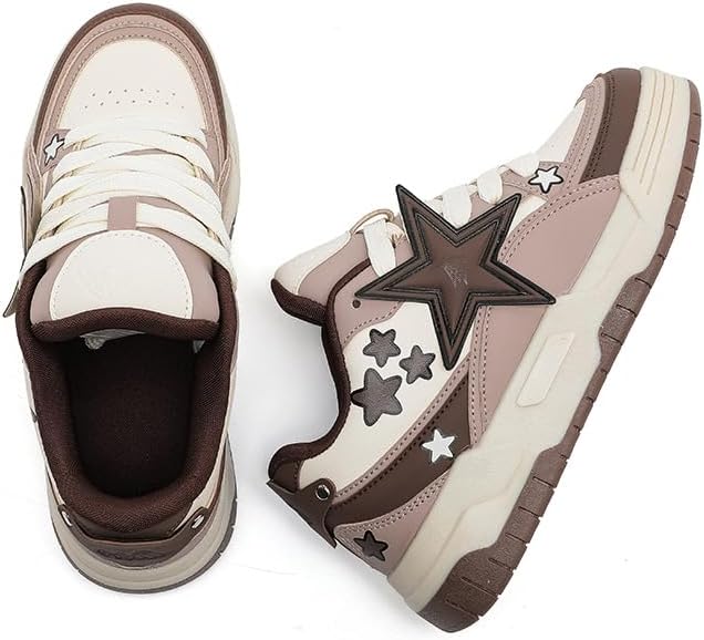 Star Shoes Walking Sneakers for Women Round Toe Y2K Aesthetic Cute Star Detail Comfort Grip US 5.5-8 - Image 5
