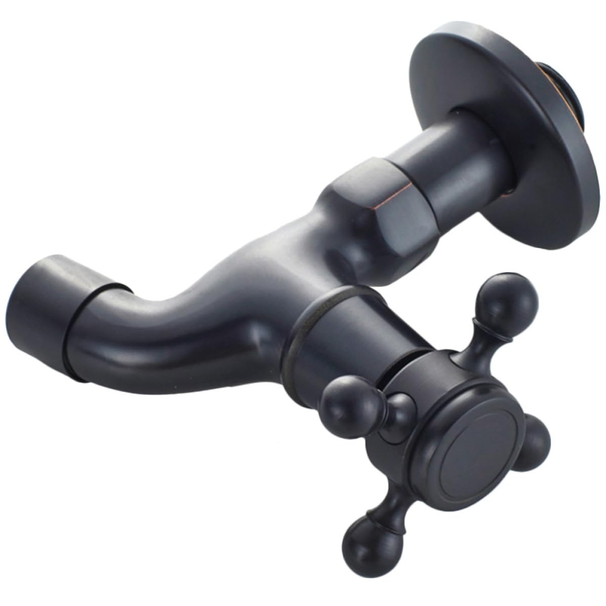 Grifo de pared de cobre negro Beaupretty europeo para lavandería y fregadero utilitario
