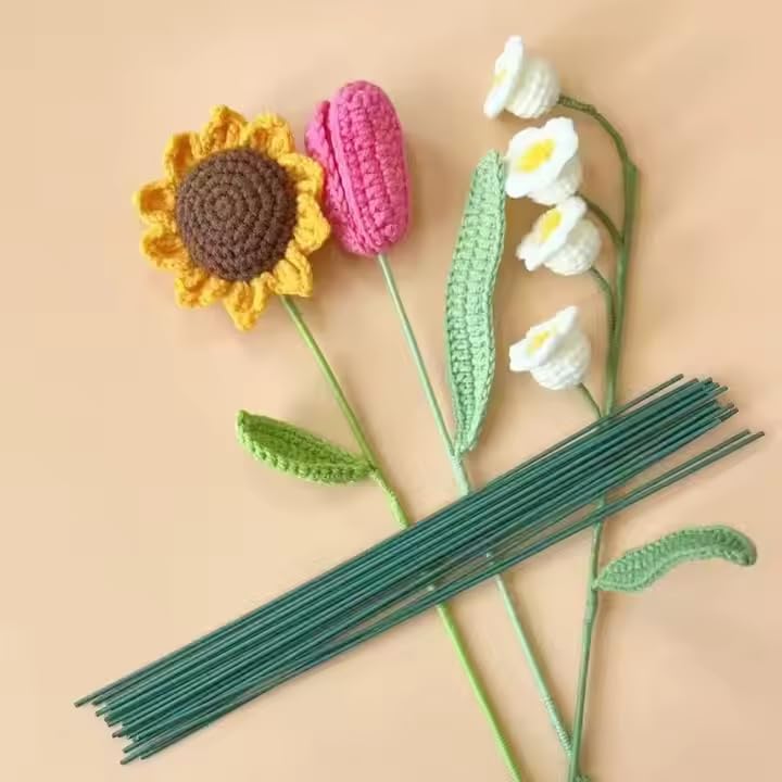 Image of XANTHIC 200Pcs Green Floral Stem Wire, 09 Inch Extra Long, 3 MM Thickness, Craft Wire for Crochet Flower Making DIY, Bouquet Craft Sticks Supplies (200)