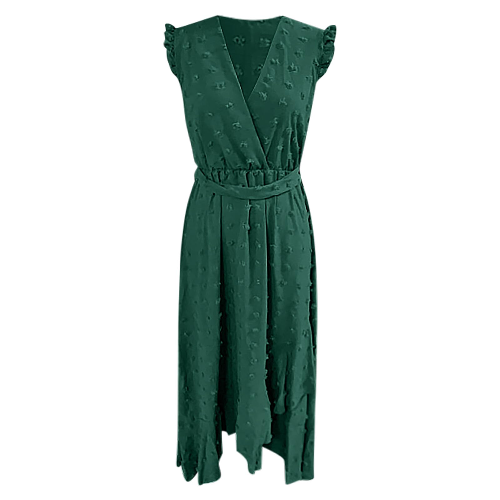 Vestido cruzado para mujer, de verano, largo, elegante, vestido de playa, cuello en V, línea A, vestido de verano, vestido de muselina Vokuhila, vestido de playa, vestido maxi ventilado sin mangas
