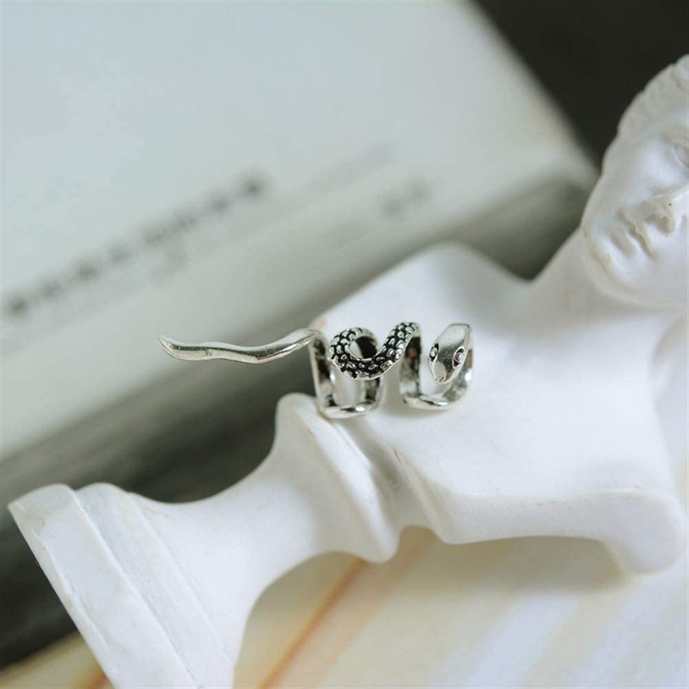 CMBSSTFC Orecchini a Lobo, Elegante S925 Clip per Orecchio retrò Clip per Orecchio a Forma di Serpente Senza Gioielli per Orecchio Forato da Donna/Singolo/