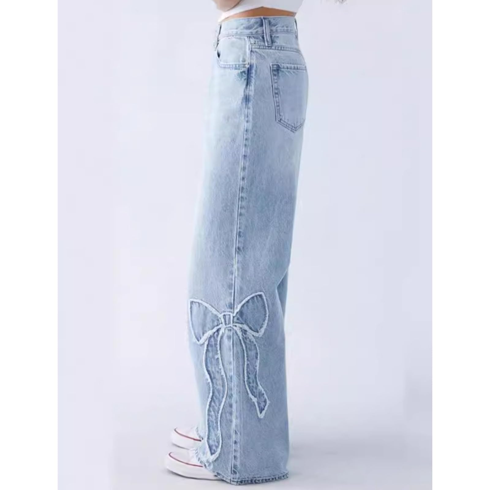 Damskie Spodnie Jeansowe Typu Stretch Fit z Prostymi Luźnymi Nogawkami Spodnie Jeansowe Baggy Stretch z Wysokim Stanem I Szerokimi Nogawkami Spodnie Jeansowe Mom Jeans z Prostymi